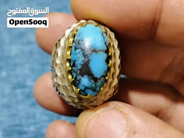 خاتم فيروز نيشابوري صياغته يدويه ثقيله جدا الخاتم وياه شهاده