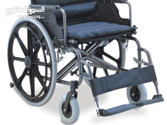 كرسي متحرك عريض بجلسة بحشوة اسفنجية  مقعد مقاس 61 سم للاوزان العالية
