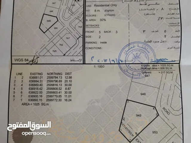 ارض للبيع فلج الشام مساحة 1025