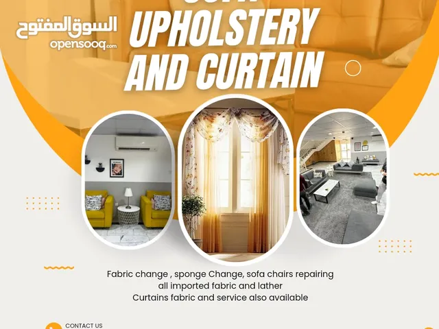 Sofa Upholstery And Curtains Services.  Free Consultation.