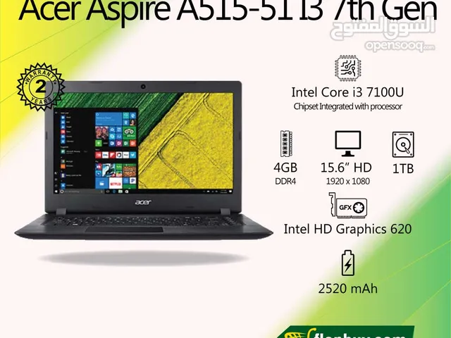 Acer Aspire 3 15.6Full HD  Intel Core i3 7020u 7th / 8GB RAM /SSD 256GB / Win 10 / Intel HD 620 Grap