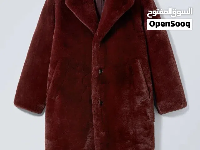 جاكيت فرو طويل خمري – ماركة MKT  مقاس 36