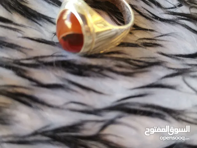 خاتم عقيق فضة عمانية لونين مختلفين مميز