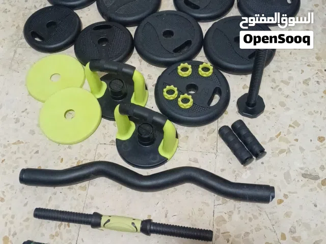 دامبلز حديد لون أخضر أوزان حره جديد غير مستعمل بالكرتونه طقم كامل ب60JD ويوجد ايضا أشرطة مقاومة قماش
