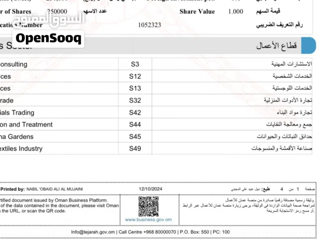 سجل تجاري الدرجة الممتازة قديم للبيع