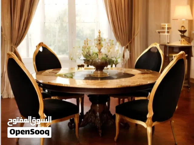 Luxury 6-Seater Marble Dining Table with Lazy Susan