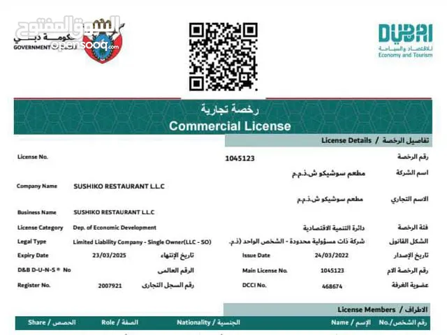 Trade License - Restaurant (immediate sale)