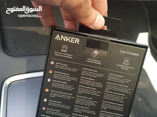 Anker prime power bank للبيع جديد .غير مستعمل بالكرتونه كفالة الوكيل السعه 20 الف السرعه عاليه