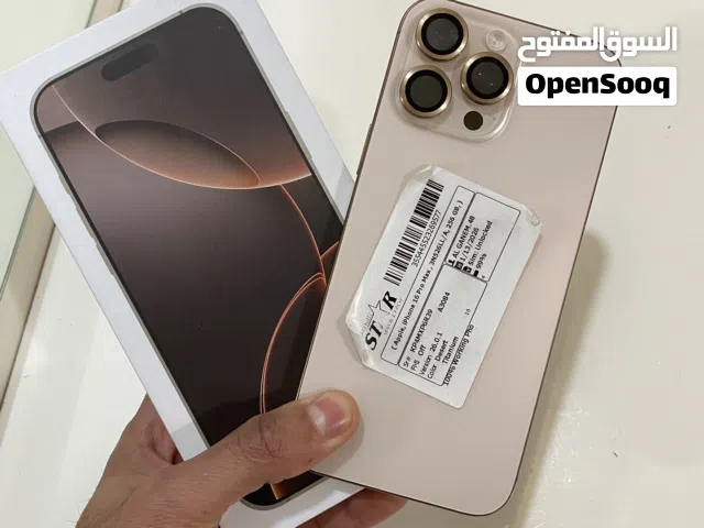 ايفوون 16  بروو ماكسسس دبل سيم كارت كاملة ملحقاته لون ذهبي تتانيوم اقراء الوصف تحت رجاءاً