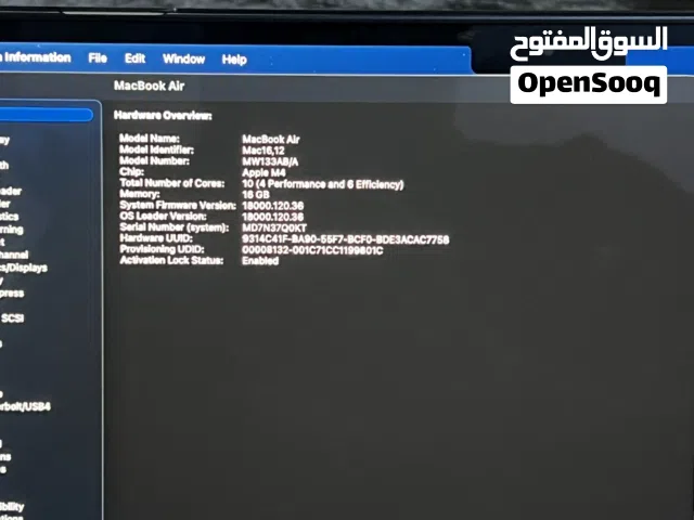 MacBook Air  ذاكرة 512  رام 16