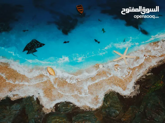 "لوحة بحر ثلاث ابعاد من راتنج