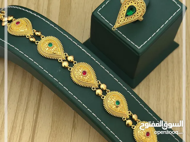 تخفيضات على اطقم اسوارة وخاتم مطلي بذهب