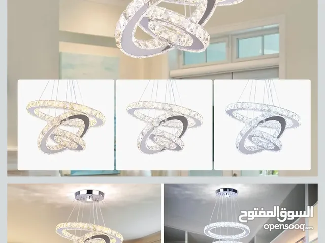 Modern Crystal LED Chandelier, 3 Rings Adjustable Pendant Ceiling Light for Living Room,Bedroom