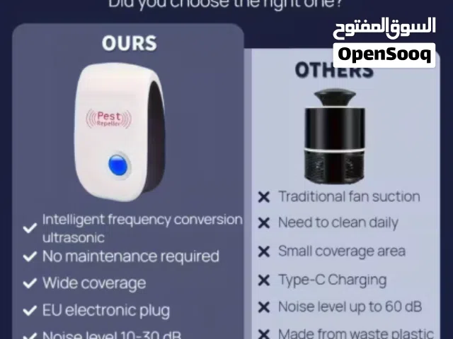 طارد الحشرات الذكي بالموجات فوق الصوتية متغير التردد مع تردد صوتي مزدوج،