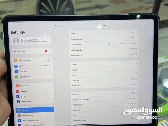 ipad pro 12.9 m2  256gb  sim