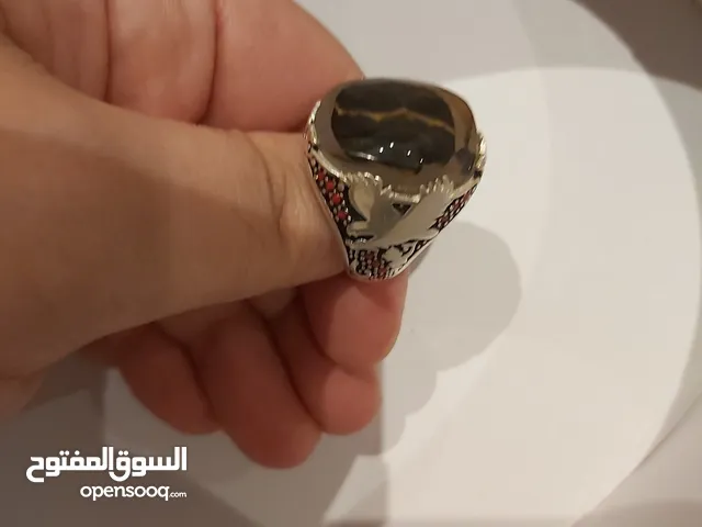خاتم فضة 925 بحجر عقيق مصور الكعبه