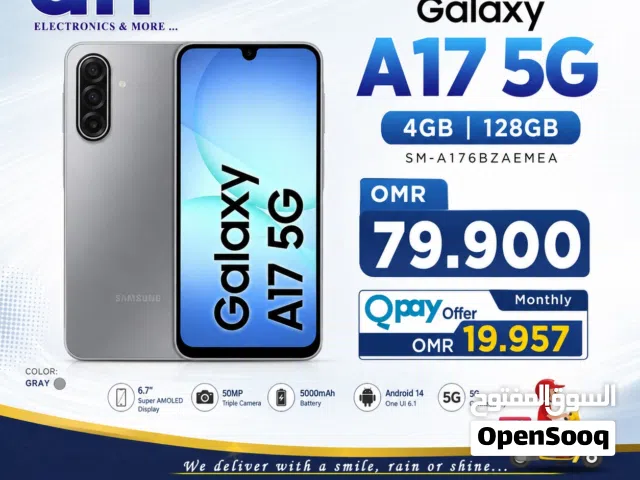Samsung Galaxy A17 5G with 4GB RAM and 128GB storage in elegant Gray color is ON Q PAY INSTALLMENTS