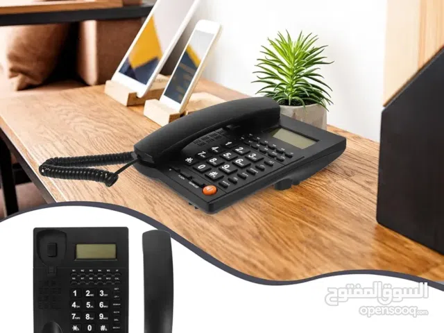 هاتف سلكي يمتاز بشاشة LCD كبيرة تعرض معلومات هوية المتصل وسجل المكالمات ومؤشرات حالة التليفون الهامة