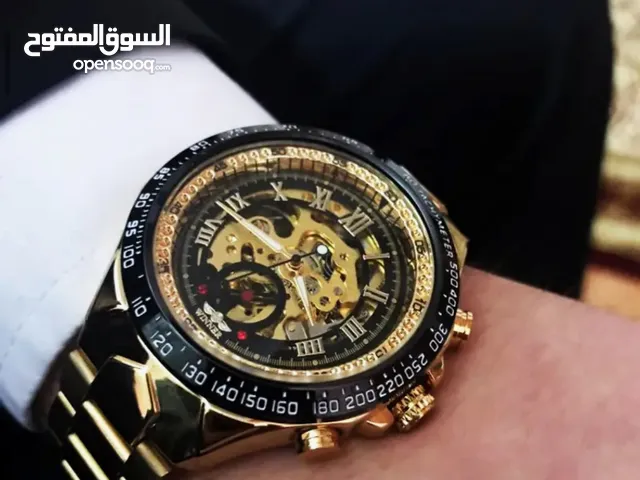 ساعة ميكانيكية أوتوماتيكية أنيقة للرجال - أسلوب فينتاج، تصميم مجوف، سوار وحافظة من سبيكة