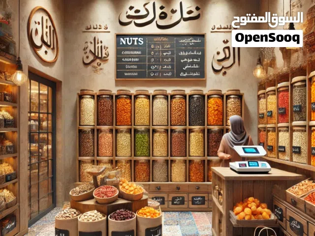 بيع المكسرات والفواكه المجففة بالتجزئة والجملة