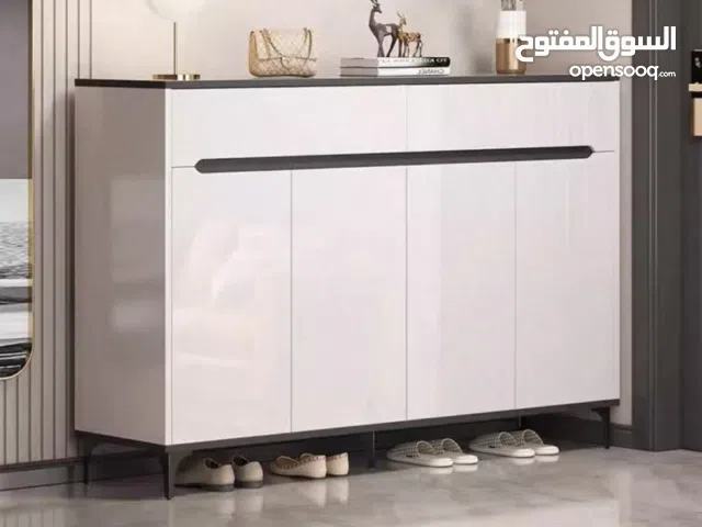 خزانة احذية خشبية عريضة فاخرة لون ابيض المقاس  120*30*100سم
