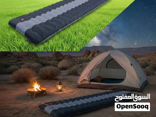 فرشة تخييم قابلة للنفخ .خفيفه ومريحه وتحمل وزن 150 كغم . باللون الاسود والرمادي