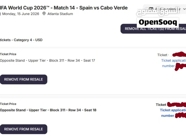 FIFA WORLD CUP TICKET - SPAIN vs CABO VERDE