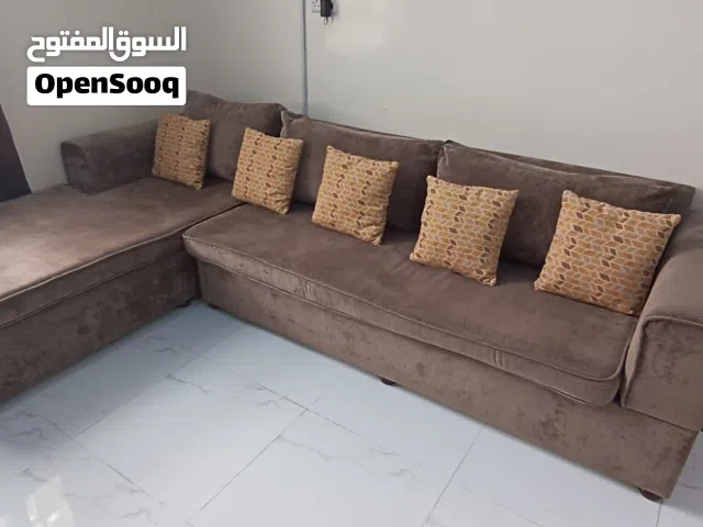 Custom L-Shape Corner Sofa — Dark Mocha Velvet  Excellent Condition  Sohar
