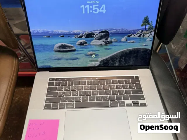 MacBook Pro 2019 Display 16" Core i9 Ram 16 SSD 1 TB Cycle Count 454 نظيفة الملحقات شاحنة فقط