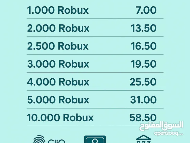 روبوكس للبيع بأسعار ممتازة Robux, Grow a garden, Murder Mystery   2, steal a brainrot for sale!