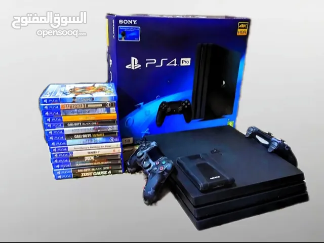 للبيع PS4 Pro نظيف جداً + يدين + 14 لعبة أصلية نادرة + هارد 1 تيرا