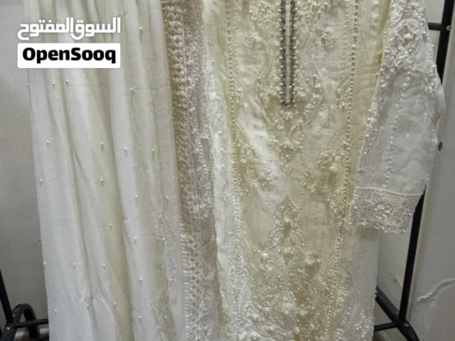 Cream White 3 piece pakistani suit medium size