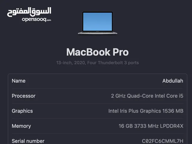 Macbook PRO 2020 16GB 512GB