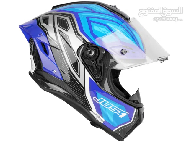 Fiber Just1 J-GPR Carbon Instinct Stylish Helmet Blue Fluo