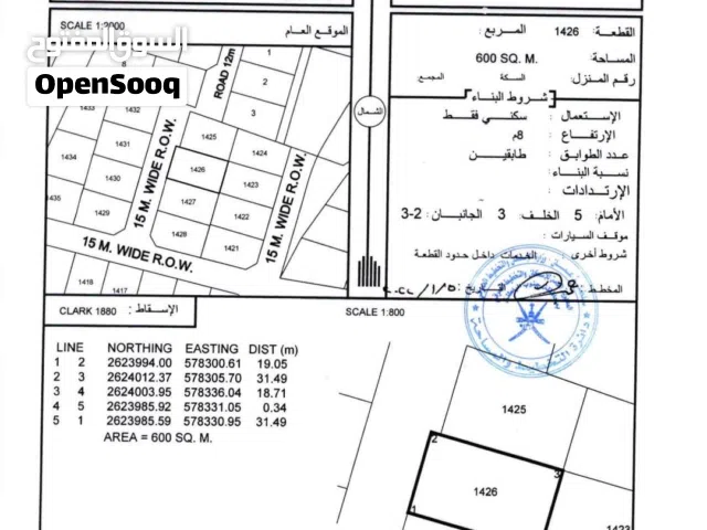 اربع اراضي شبك في بركاء العقدة  شمال قريب شارع البحري