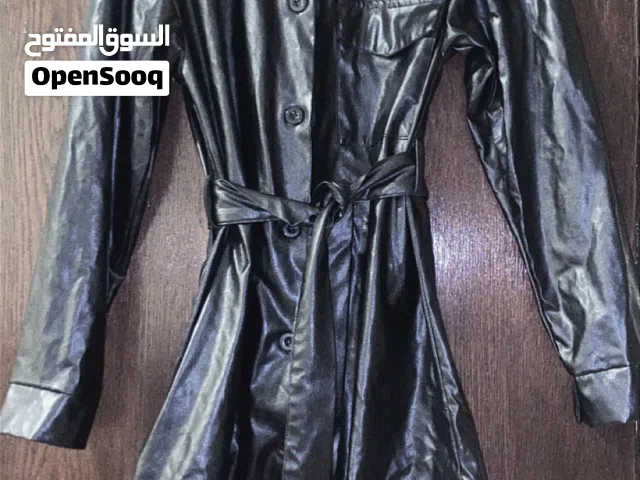 Faux leather coat/jacket and thigh high heels