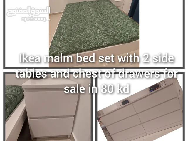 Ikea malm bed set with 2 side tables and chest of drawers