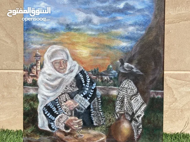 رسم يدوي على لوحة كانفس باللوان الاكريلك