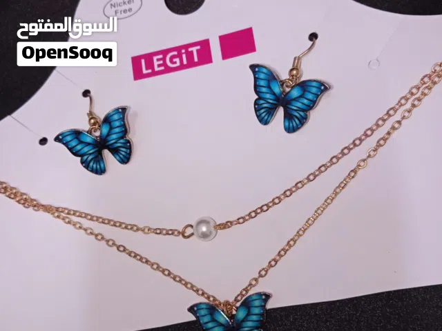 Product Title  Blue Butterfly Necklace & Earrings Set – Elegant  , Nickel-Free