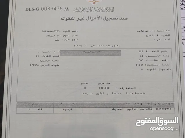 Residential Land for Sale in Amman Marj El Hamam