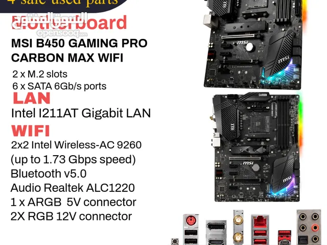 4 Sale used MSI B450 Gaming Pro Carbon Max WIFI in excellent condition with 1 month warrenty