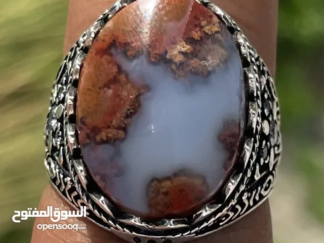 خاتم عقيق طحلبي فاخر
