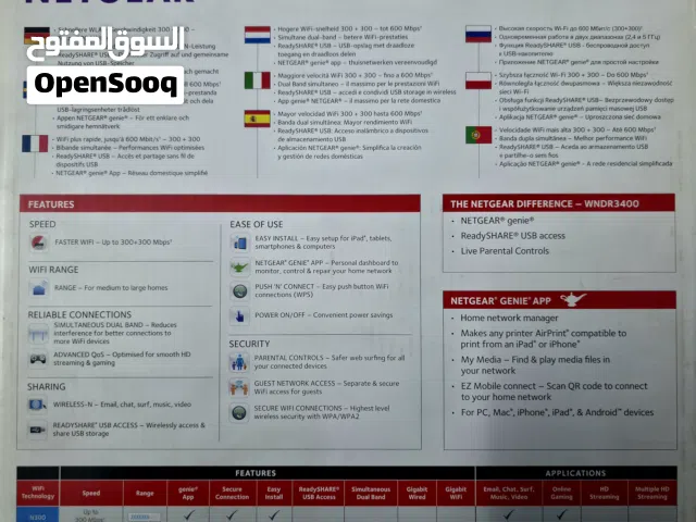للبيع راوتر نت كير N600 + محولة كيبل ضوئي هواوي