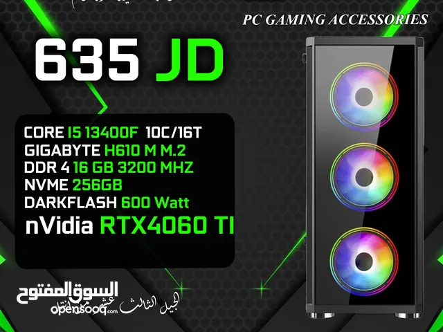 اقوى العروض على اجهزة الجيمنج الجيل الثالث عشر CORE I5-13400F -RAM 16GB -RTX 4060 TI جديد