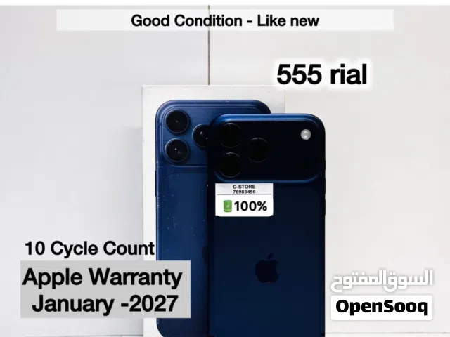 iPhone 17 pro max -512 GB - Box piece- Satisfactory condition - warranty 01/ 2027 - 10 cycle count