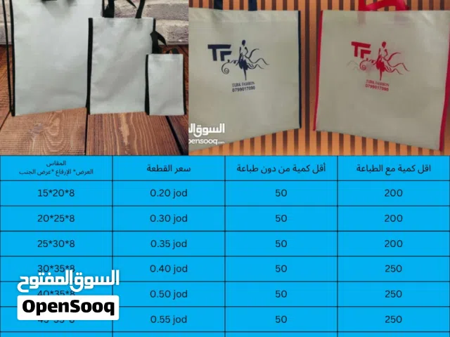 تصنيع اكياس قماشية دعائية بيئية بعددة مقاسات