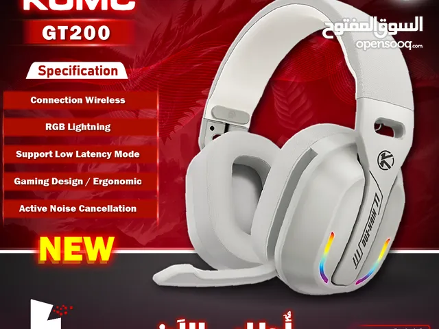 سماعات وايرليس جيمنغ مريحة وصوت عالي ومضيئة KOMC GT200 Headset Gaming Wireless RGB Lights