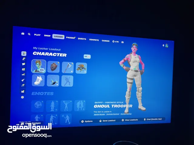 حساب فورت نايت 204 سكن بنت الزومبي الورديه + شيطون + سيزن3 كامل + اكس كريتوس ايبك اساسي
