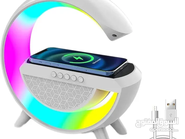 RGB Atmosphere Lamp,Color Changing Mood Light with Wireless Charger, 3 In 1 Dimmable Night Light, Bl