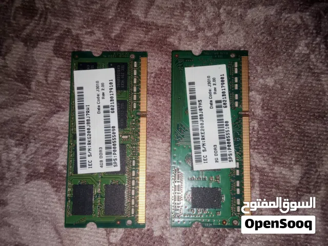 رامات سامسونج لابتوب ram ddr3 وحدة 4gb و الثانية 2gb